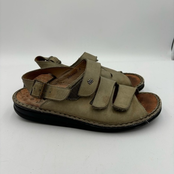 Finn Comfort Women’s 38 Green Leather Made in Germany Sylt Sandals - Picture 2 of 7